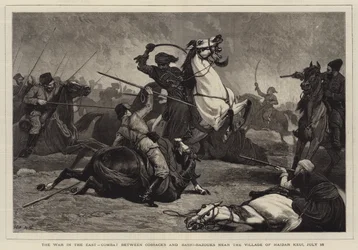 Der Krieg im Osten, Kampf zwischen Kosaken und Bashi-Bazouks nahe dem Dorf Haidar Keui, 16. Juli